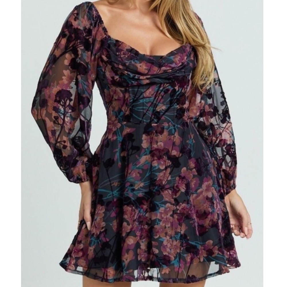 Showpo Jessell Corset Dress Womens Size 10 Burnt Out Velvet Floral Whimsigoth